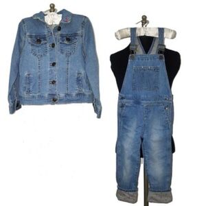 9 PC Girls Jean Jacket Denim Overall Jeans Hoodie & Tops Size 4